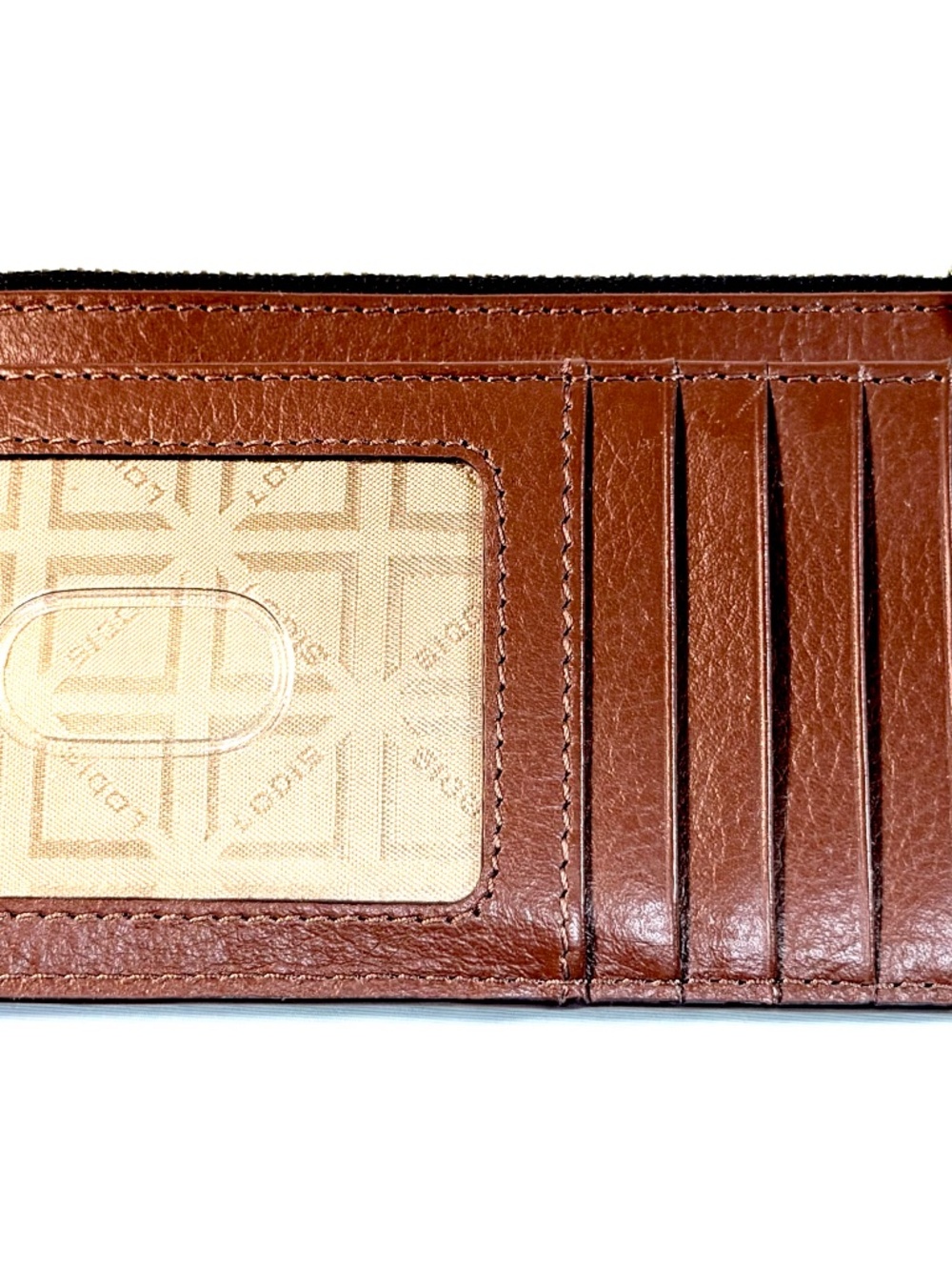 Lodis Brown Leather Long Stacker Wallet Zip Coins Catalina Chestnut